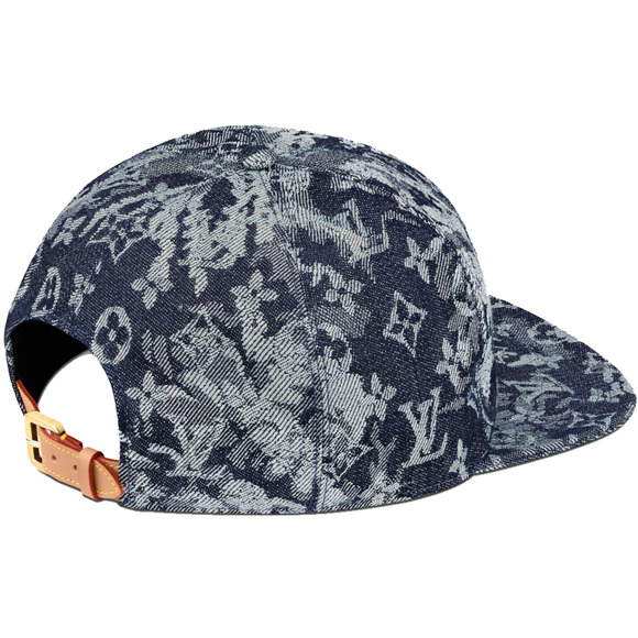Louis Vuitton Monogram Tapestry Blue Grey LV Logo Sun Cap Baseball Hat 58cm - Picture 5 of 9
